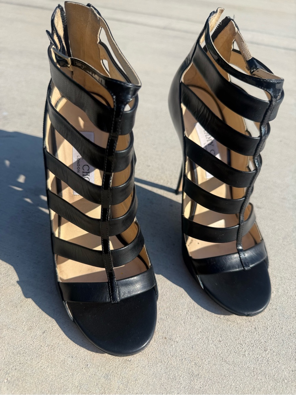Jimmy Choo Caged Black Heels
